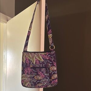 Vera Bradley Purple and Green Crossbody Bag with Paisley Design